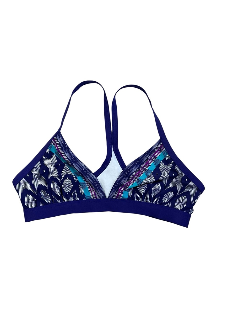 Athleta Belize Bikini Swim Top Amalfi Blue Print Medium Racerback